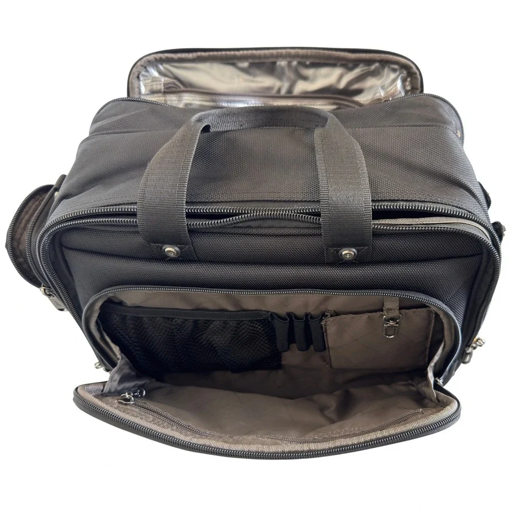 Travelpro Black Ballistic Nylon Flight Bag Multi-Pocket Carry On Travel Briefcas